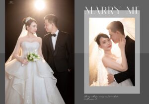 Chụp ảnh cưới Studio sử dụng ánh sáng backlight cô dâu chú rể lãng mạn tại Huế