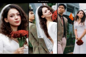 Concept ảnh cưới ghép khung sáng tạo phong cách Street Style Vintage tại Huế, tạo hiệu ứng chuyển động độc đáo.
