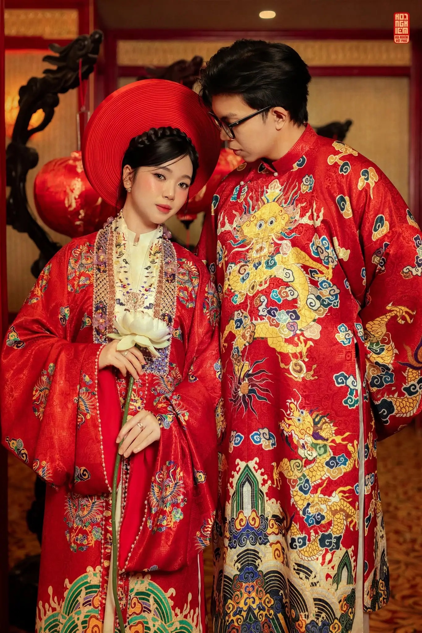 Set Nhật Bình Đỏ & Mãng Lan Đỏ - Cổ phục cưới truyền thống Việt Nam - Ảnh 2