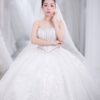 Váy cưới công chúa cúp ngực corset đính đá đai ngọc trai lộng lẫy
